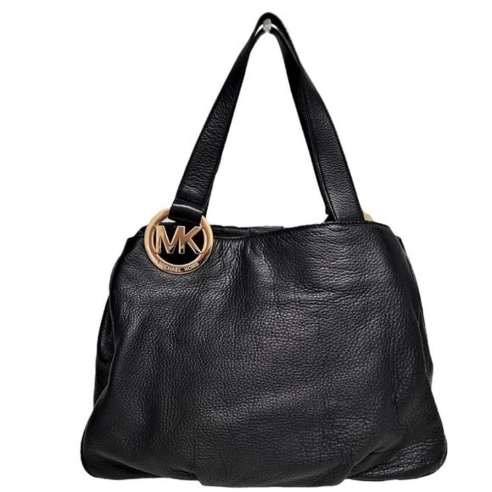 Michael Kors Black Leather Bag With Gold Hardware